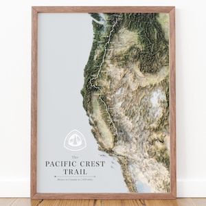 Pacific Crest Trail Map Print: Topographic PCT Thru Hiker Gift