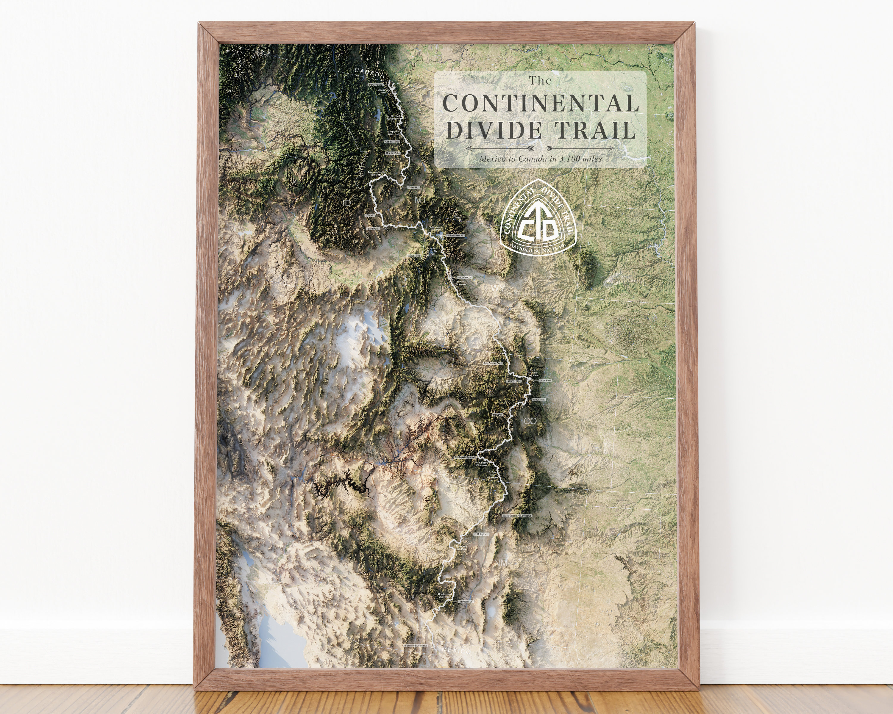 Continental Divide Trail Topographic Map Art: Hiking Gift - Etsy, image size:3000x2400