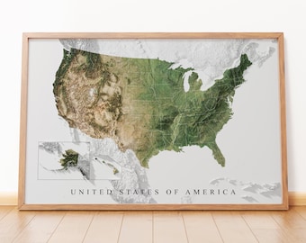 Stampa artistica con mappa topografica dettagliata degli Stati Uniti: arredamento moderno per ufficio