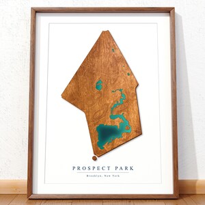 Aussichtspark Karte | Topographische Karte | Landkarte im Holzstil | Brooklyn Park Karte | Wandkunst | Wohnkultur