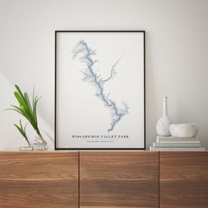 Mappa del Wissahickon Valley Park, poster della mappa topografica del Wissahickon Valley Park, poster del Philadelphia Park, decorazione murale minimalista della mappa per la casa