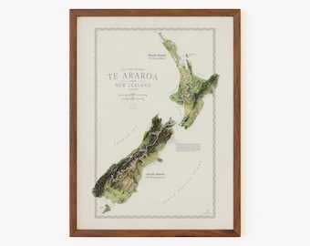 Te Araroa Trail Map, New Zealand Hiking Wall Art, Thru Hiker Gift, Relive Your Te Araroa Adventure, Topographic New Zealand Trail Map