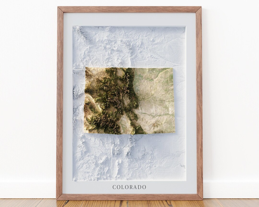 Colorado Topographic Map Art Print: Shaded Relief, Modern Cartography ...