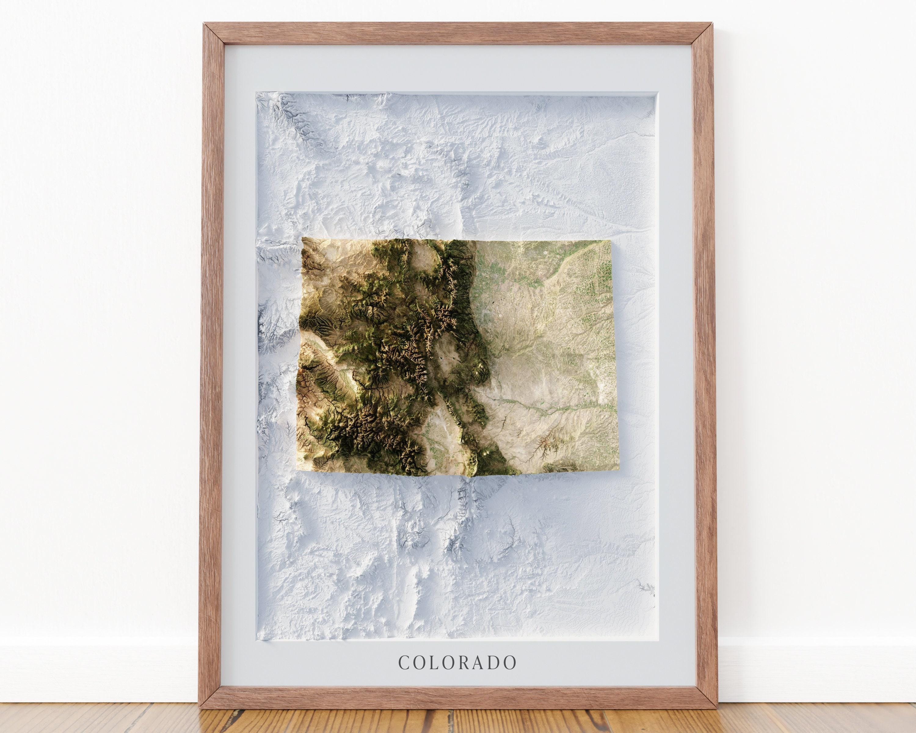 Colorado Topographic Map Art Print: Shaded Relief, Modern Cartography ...