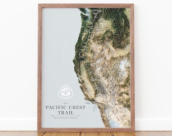 Pacific Crest Trail Map Print: Topographic PCT Thru Hiker Gift