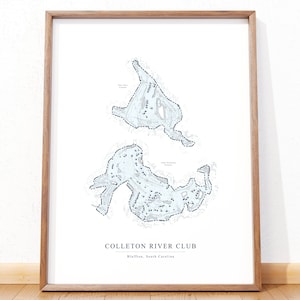 Colleton River Club Poster, Golf Platz Karte, Pete Dye Golf Platz, Jack Nicklaus Platz Druck, Bluffton South Carolina, Moderne Männer Golf Geschenk