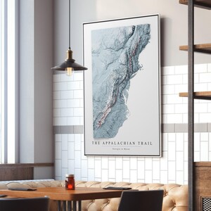 Appalachian Trail map art, topographic map art, Appalachian Trail gifts, office wall decor for men, cartography art, hiking gifts for him image 5