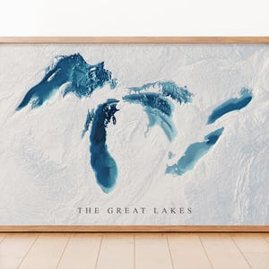 Kaartkunst grote meren, kaartkunst grote meren bathymetrische meer, cadeaus grote meren, wanddecoratie kantoor voor mannen, cartografiekunst, gearceerde reliëfkaart
