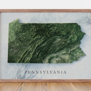 Pennsylvania Map Art Print, Topographic Map of Pennsylvania Art, Pennsylvania gifts, office wall decor for men, cartography art, Map Gifts