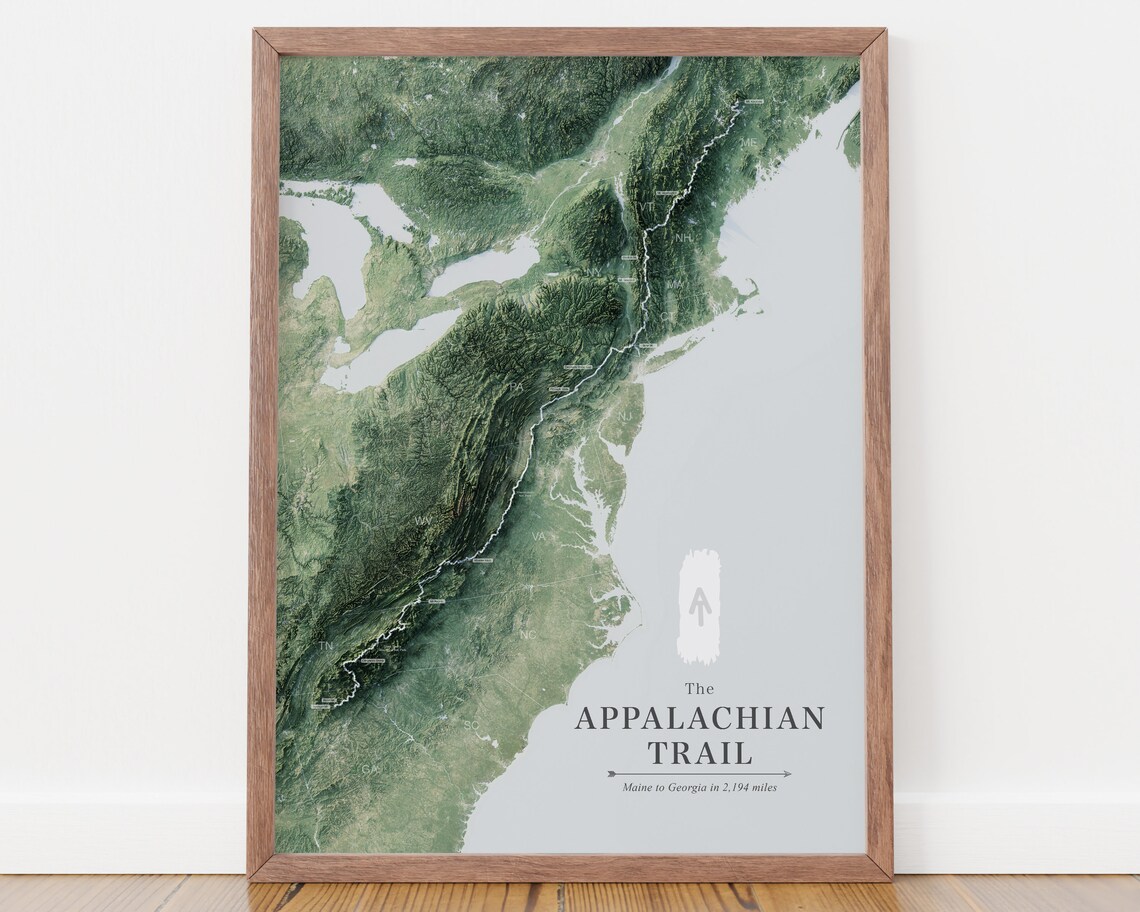 Appalachian Trail Map Art, Topographic Map Art, Appalachian Trail Gifts