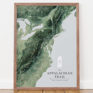 Topographische Karte, AppalachianTrail Geschenke, Bürodekor für Männer, Kartographie Kunst, Wandergeschenke für ihn