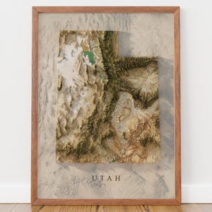 Utah Print art, topographic map art, Utah mountain art, Utah gifts, office wall decor for men, cartography art, hiking gifts for him