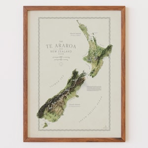Te Araroa Trail Map, New Zealand Hiking Wall Art, Thru Hiker Gift, Relive Your Te Araroa Adventure, Topographic New Zealand Trail Map