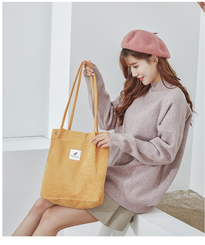 Corduroy Tote Bag Velvet Shopping Bag Eco Friendly Beach Etsy