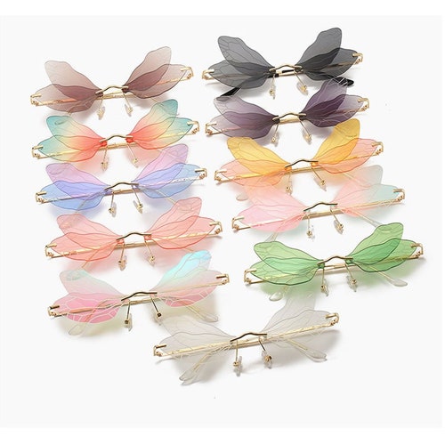 Dragonfly Fairy Wing Sunglasses Butterfly Frameless Etsy
