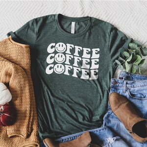Coffee Shirt, Coffee Lover T-Shirt, Daily Shirt, Christmas Gift, Coffee Smiley Face T-Shirt
