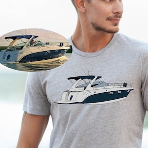 Custom Boat Drawing tshirt, Custom Hand Drawn Boat shirt, Boat portrait, Dad Gift,Valentine days gift-CHEST