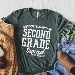 Custom Second Grade Squad Shirt, First Grade, Teacher Team Shirt, Personalized Shirt for Teachers, Back to School Shirts, Gift for Her