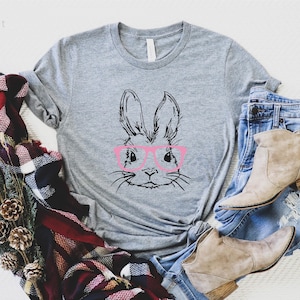 Easter Bunny With Glasses Shirt,Bunny With Glasses Shirt,Kids Easter Shirt,Cute Easter Shirt,Easter Day Shirt for Woman, Easter Bunny Shirt