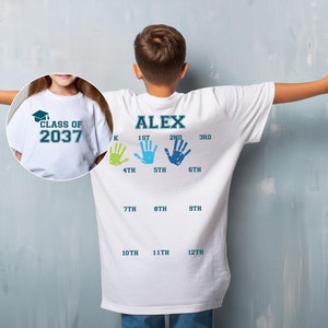 Class Of 2037 Handprint Shirt, 2038 Graduation Shirt, First Day of School Shirt, Grow With Me Shirt, Kids Shirt