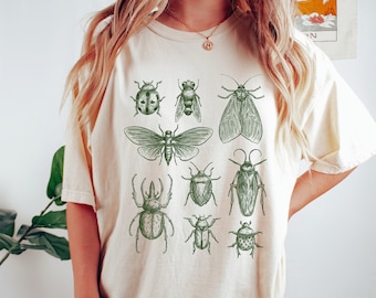 Vintage Style Bug Shirt, Christmas Gift, Nature Lover Shirt, Gardener Shirt, Cottage Core Aesthetic Gift, Gift for Bug Hobies, Gift for Mom