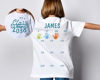 Class Of 2038 Handprint Shirt, 2039 Graduation Shirt, First Day of School Shirt, Grow With Me Shirt, Kids Shirt