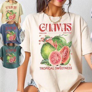 Comfort Colors ® Guavas Retro Commercial Shirt, Vintages Guavas Label T-Shirt, Exotic Fruit, Cute Unisex Adult Graphic T-Shirt, Cool Gift