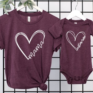 Mama Heart Shirt, Little Heart Shirt, Mommy and Me Shirts, Mommy and Me Outfits, Matching Family Outfits, Custom name Shirts,