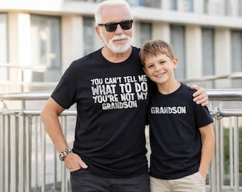 Camiseta divertida a juego para abuelo y nieto: camiseta personalizada "No puedes decirme qué hacer, abuelo".