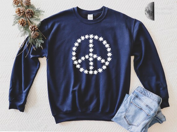 Felpa con segno di pace Daisy vestibilit unisex felpe hippie