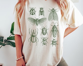 Vintage Style Bug Shirt, Christmas Gift, Nature Lover Shirt, Gardener Shirt, Cottage Core Aesthetic Gift, Gift for Bug Hobies, Gift for Mom