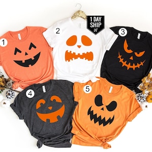 Pumpkin Faces Halloween Shirt, Funny Halloween T-Shirt, Group Halloween Shirt, Halloween T-Shirt, Halloween Party Shirt, Funny Shirt