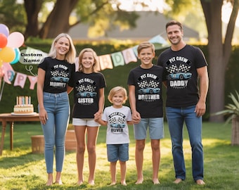 Personalized Fast One Birthday Shirts: Race Car Family Matching Tess, Baby Bodysuit, Boy & Girl