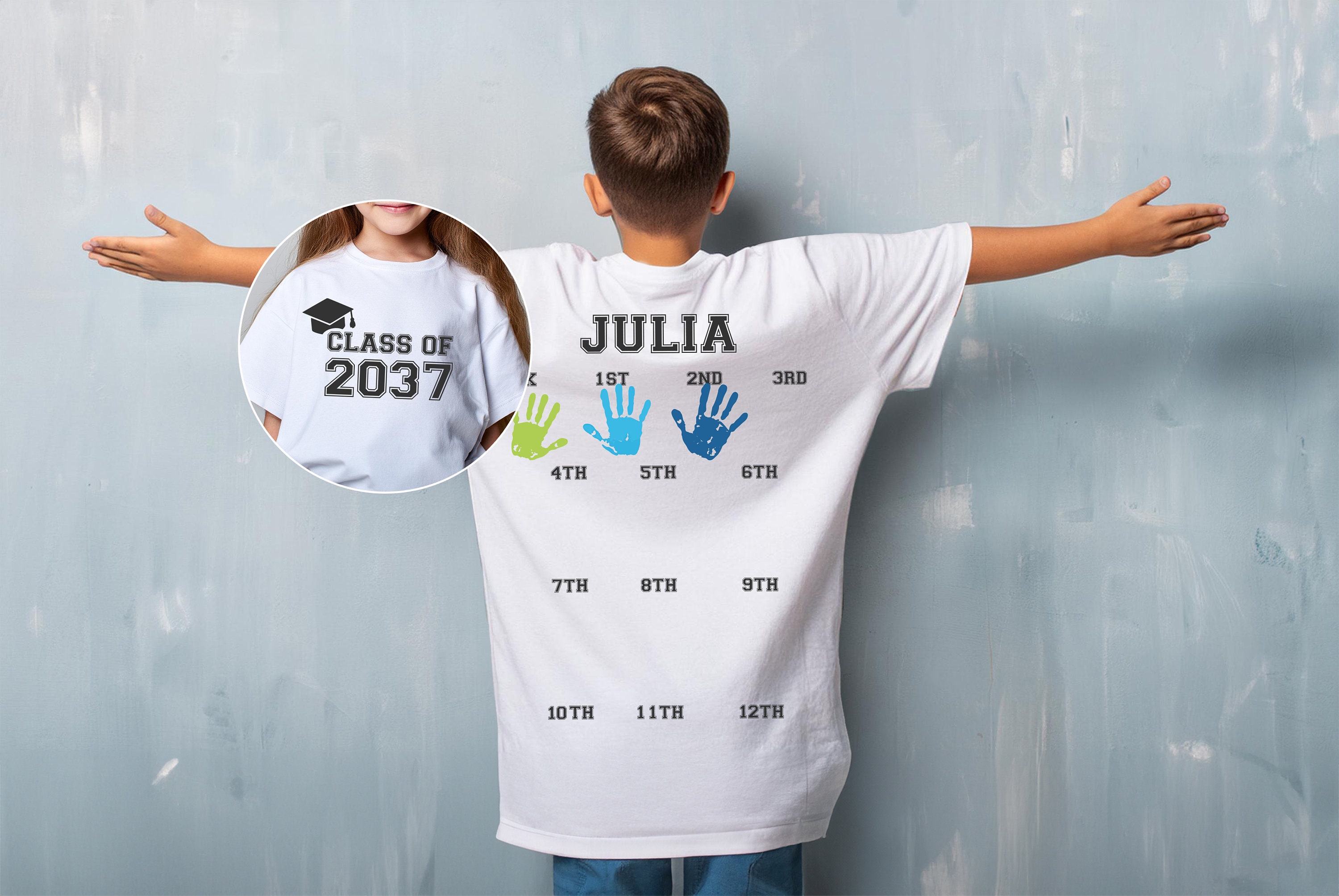 Class Of 2037 Handprint Shirt, 2038 Graduation Shirt, First Day of School Shirt, Grow With Me Shirt, Kids Shirt