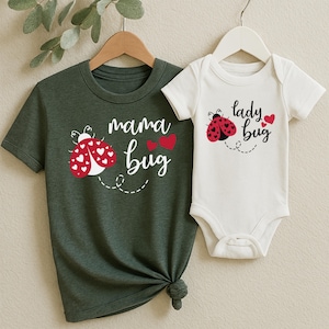 Mama Bug Lady Bug Shirt: Personalized Family Matching Tshirt, Mom, Dad, Kids, Grandma, Grandpa