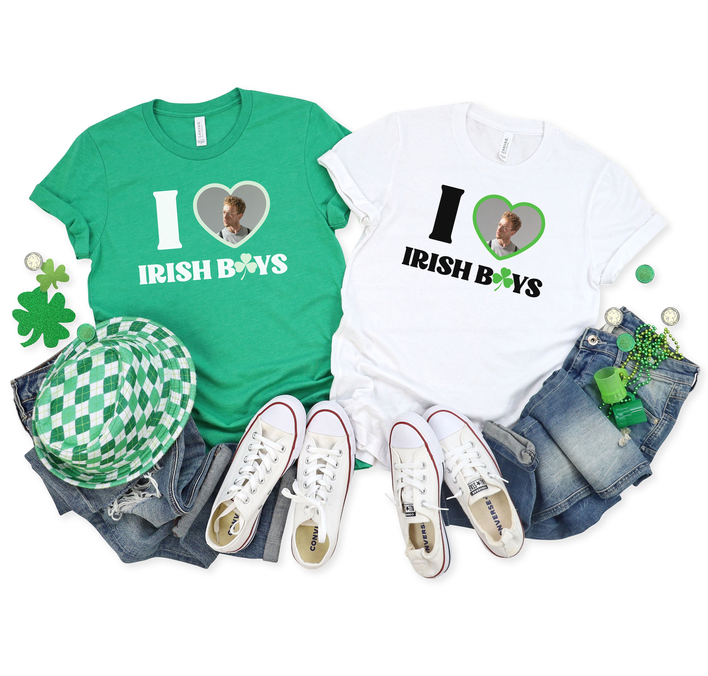 Discover I Love Irish Boys Custom T-Shirt, St. Patricks Day Shirt, Shamrock Gift, Lucky Clover Shirt