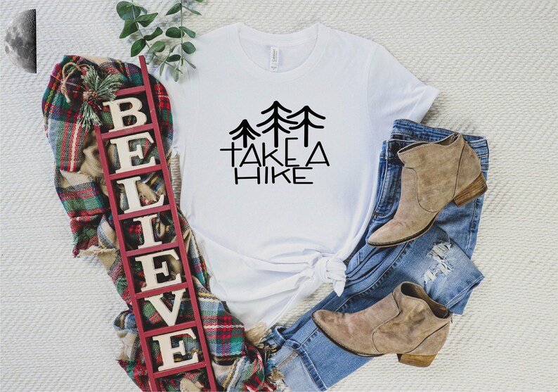 Hiking Shirt for Women, Cute Womens Shirts, Cool Graphic Tee, Cool Nature Shirt, Wanderlust T Shirt, Camping Shirts, Take A Hike, Mountain image 1