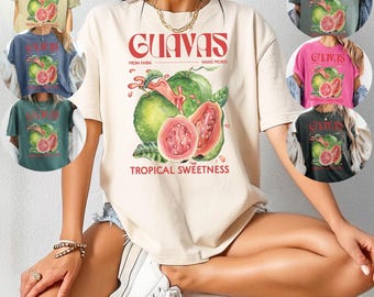 Comfort Colors ® Guavas Retro Commercial Shirt, Vintages Guavas Label T-Shirt, Exotic Fruit, Cute Unisex Adult Graphic T-Shirt, Cool Gift