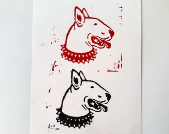 Impression lino Bull Terrier 21 x 15 cm