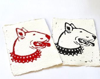 Bull Terrier petite linogravure 8 x 11 cm