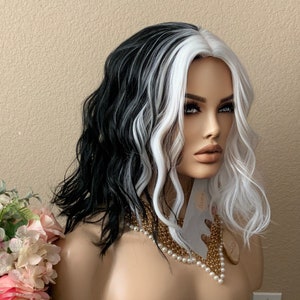 Halloween Costume wig Cruella De Ville  costume wig  | Little Wig Museum cosplay costume wig Glueless Wigs