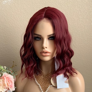 14&#39;&#39; Red Wavy Wig With Lace Front | Little Wig Museum