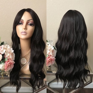 24'' dark brown Wavy Wigs synthetic cosplay wigs  Little Wig Museum