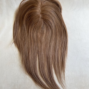 Brown Human Hair Blended Hair Toppers With Bangs | Little Wig Museum Hairloss, Alopeica Chemo Wig Handmade Wigs
