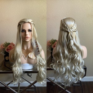 Dragon Mother Daenerys Targaryen Halloween Costume wig | Little Wig Museum cosplay costume wig Handmade wigs blonde wig Glueless Wigs