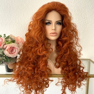 Brave Merida Halloween Costume synthetic orange wig  | Little Wig Museum Halloween wig, costume wig, princess wig, cosplay wig