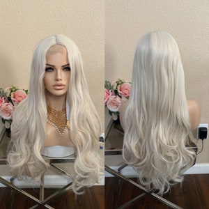 28'' white/platinum blonde lace front synthetic wig Halloween Costume wig  | Little Wig Museum cosplay wig princess wig  Glueless Wigs