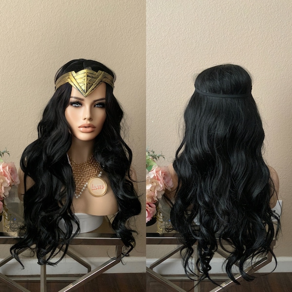 Premium quality Wonder Women lace wig and headband set   | Little Wig Museum, Halloween Costumes wig, cosplay costume wig Glueless Wigs