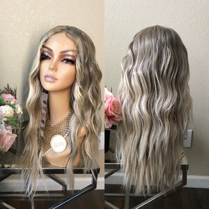 Marseille-24'' lace front highlight blonde synthetic wig  |  Little Wig Museum hairloss, alopeica chemo wig Handmade wigs Glueless Wigs