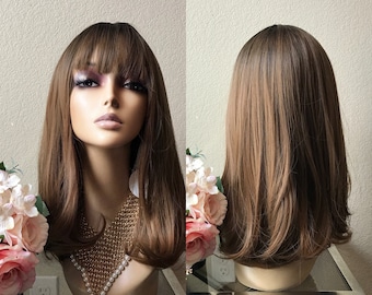 16‘’ brown short Bobo wig | Little Wig Museum alopeica chemo wig, cosplay Handmade wigs Glueless Wigsgift for mom